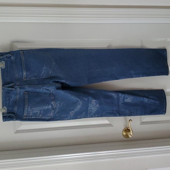 Good American Indigo Snake Print Shiny High-rise Jeans Size 12/31 - Picture 4 of 14